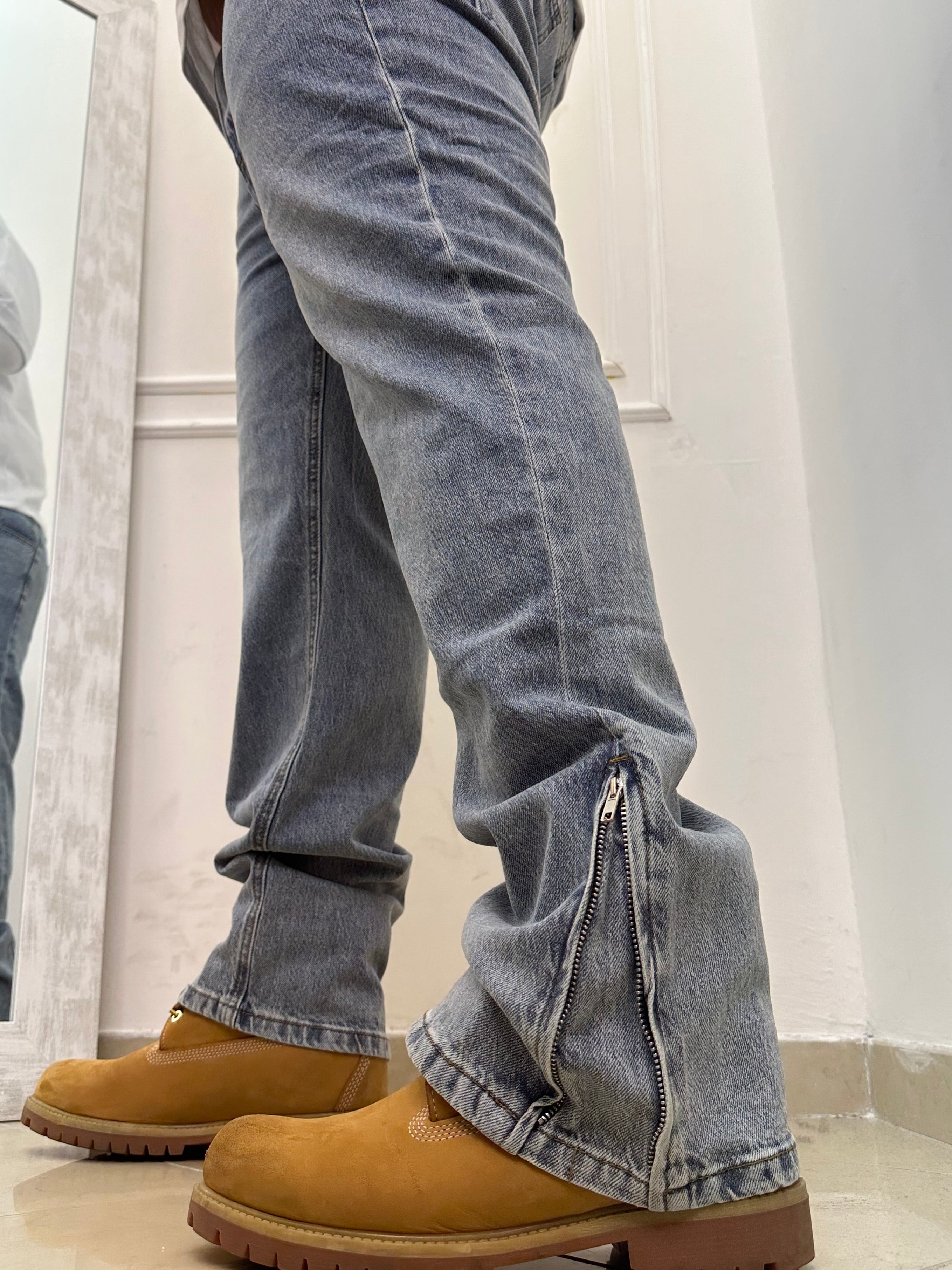 Jeans flare mezza zip