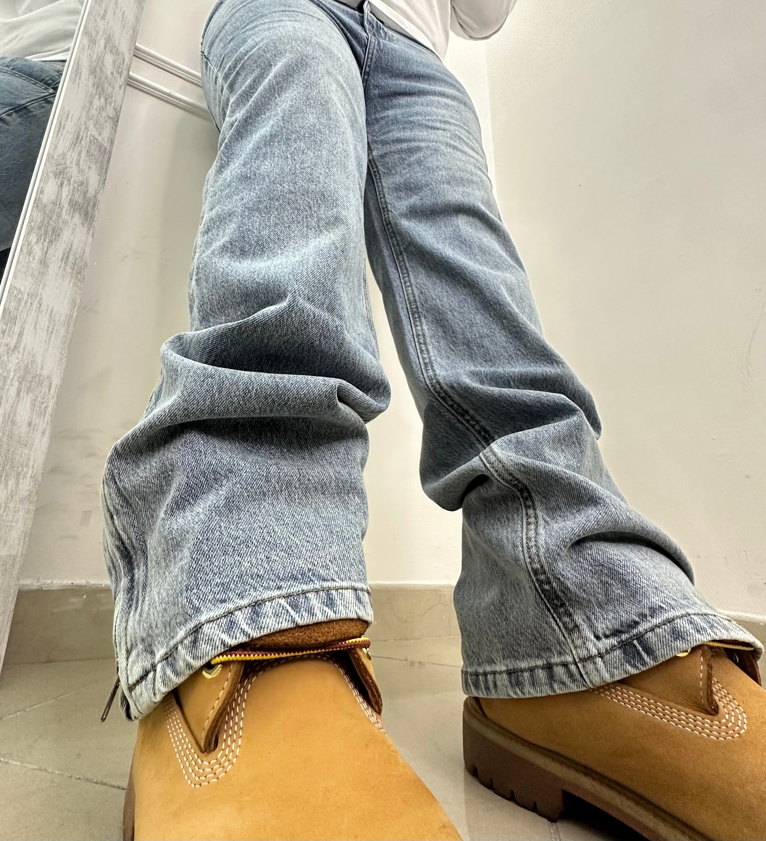 Jeans flare mezza zip
